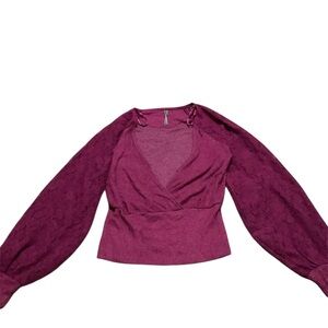 Anthropologie Magenta Blouse with Balloon Sleeves